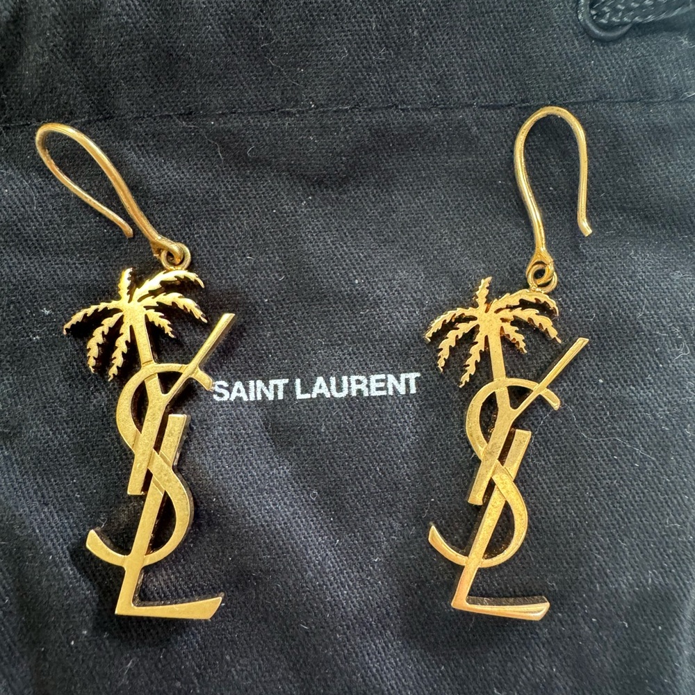Saint Laurent Gold Palm Tree Earrings